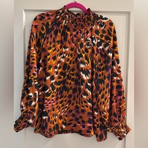 joy joy Leopard Print Smocked Blouse - Multicolor size Medium